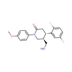 COc1ccc(N2C[C@H](CN)[C@@H](c3cc(F)ccc3F)CC2=O)cc1 ZINC000169312404