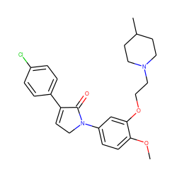 COc1ccc(N2CC=C(c3ccc(Cl)cc3)C2=O)cc1OCCN1CCC(C)CC1 ZINC000040764246