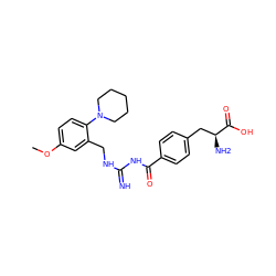 COc1ccc(N2CCCCC2)c(CNC(=N)NC(=O)c2ccc(C[C@H](N)C(=O)O)cc2)c1 ZINC000653846181