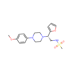 COc1ccc(N2CCN([C@@H](CNS(C)(=O)=O)c3ccco3)CC2)cc1 ZINC000004273098