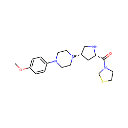 COc1ccc(N2CCN([C@@H]3CN[C@H](C(=O)N4CCSC4)C3)CC2)cc1 ZINC000028889015