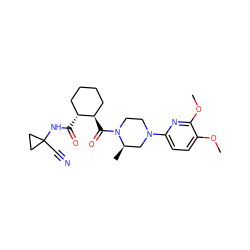 COc1ccc(N2CCN(C(=O)[C@@H]3CCCC[C@H]3C(=O)NC3(C#N)CC3)[C@H](C)C2)nc1OC ZINC000095553867