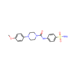 COc1ccc(N2CCN(C(=O)Nc3ccc(S(N)(=O)=O)cc3)CC2)cc1 ZINC000009157559