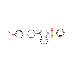 COc1ccc(N2CCN(C(=O)c3ccccc3N(C)S(=O)(=O)c3ccccc3)CC2)cc1 ZINC000015919304