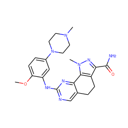 COc1ccc(N2CCN(C)CC2)cc1Nc1ncc2c(n1)-c1c(c(C(N)=O)nn1C)CC2 ZINC000049113058