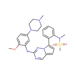 COc1ccc(N2CCN(C)CC2)cc1Nc1ncc2ccc(-c3ccccc3N(C)S(C)(=O)=O)n2n1 ZINC000095578472