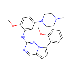 COc1ccc(N2CCN(C)CC2)cc1Nc1ncc2ccc(-c3ccccc3OC)n2n1 ZINC000095573211