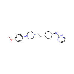 COc1ccc(N2CCN(CC[C@H]3CC[C@H](Nc4ncccn4)CC3)CC2)cc1 ZINC000261126347