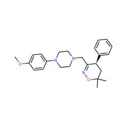 COc1ccc(N2CCN(CC3=NOC(C)(C)C[C@@H]3c3ccccc3)CC2)cc1 ZINC000473081659