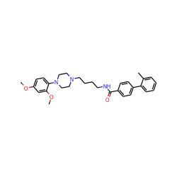 COc1ccc(N2CCN(CCCCNC(=O)c3ccc(-c4ccccc4C)cc3)CC2)c(OC)c1 ZINC000045300060