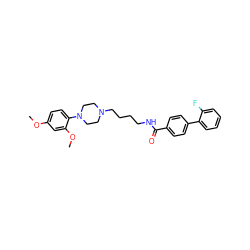 COc1ccc(N2CCN(CCCCNC(=O)c3ccc(-c4ccccc4F)cc3)CC2)c(OC)c1 ZINC000045303079