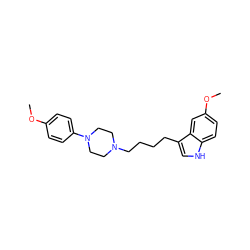 COc1ccc(N2CCN(CCCCc3c[nH]c4ccc(OC)cc34)CC2)cc1 ZINC000002010334