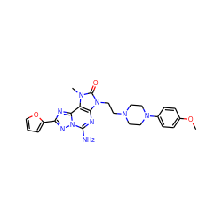 COc1ccc(N2CCN(CCn3c(=O)n(C)c4c3nc(N)n3nc(-c5ccco5)nc43)CC2)cc1 ZINC000148686726