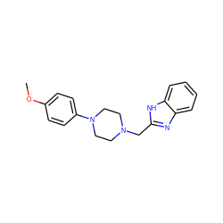 COc1ccc(N2CCN(Cc3nc4ccccc4[nH]3)CC2)cc1 ZINC000025427021