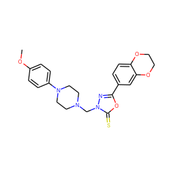 COc1ccc(N2CCN(Cn3nc(-c4ccc5c(c4)OCCO5)oc3=S)CC2)cc1 ZINC001772615440