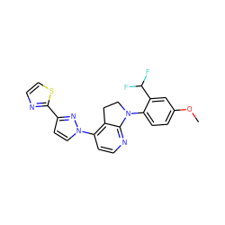 COc1ccc(N2CCc3c(-n4ccc(-c5nccs5)n4)ccnc32)c(C(F)F)c1 ZINC000040392927