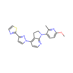 COc1ccc(N2CCc3c(-n4ccc(-c5nccs5)n4)ccnc32)c(C)n1 ZINC000040980582