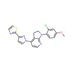 COc1ccc(N2CCc3c(-n4ccc(-c5nccs5)n4)ccnc32)c(Cl)c1 ZINC000040866876