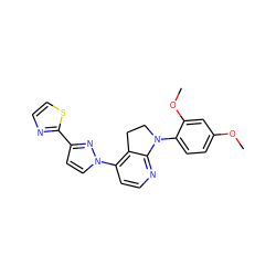 COc1ccc(N2CCc3c(-n4ccc(-c5nccs5)n4)ccnc32)c(OC)c1 ZINC000040401320