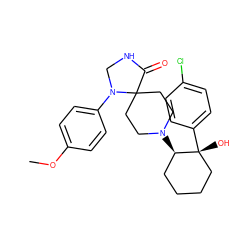 COc1ccc(N2CNC(=O)C23CCN([C@@H]2CCCC[C@@]2(O)c2ccc(Cl)cc2)CC3)cc1 ZINC000028563819