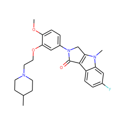 COc1ccc(N2Cc3c(c4ccc(F)cc4n3C)C2=O)cc1OCCN1CCC(C)CC1 ZINC000003987599