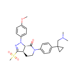 COc1ccc(N2N=C(S(C)(=O)=O)[C@@H]3CCN(c4ccc(C5(CN(C)C)CC5)cc4)C(=O)[C@H]32)cc1 ZINC000040392953