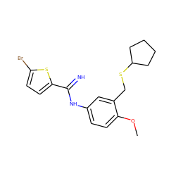 COc1ccc(NC(=N)c2ccc(Br)s2)cc1CSC1CCCC1 ZINC000169352353