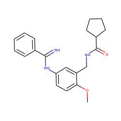 COc1ccc(NC(=N)c2ccccc2)cc1CNC(=O)C1CCCC1 ZINC000169352389