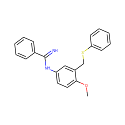 COc1ccc(NC(=N)c2ccccc2)cc1CSc1ccccc1 ZINC000169352388