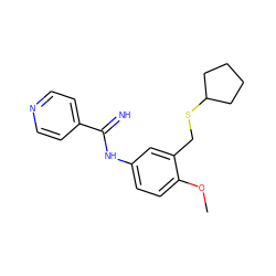 COc1ccc(NC(=N)c2ccncc2)cc1CSC1CCCC1 ZINC000169352363