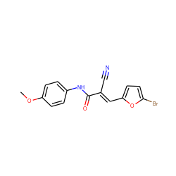 COc1ccc(NC(=O)/C(C#N)=C/c2ccc(Br)o2)cc1 ZINC000000445209
