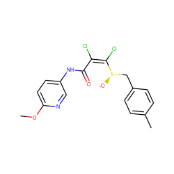 COc1ccc(NC(=O)/C(Cl)=C(/Cl)[S@+]([O-])Cc2ccc(C)cc2)cn1 ZINC000001383609