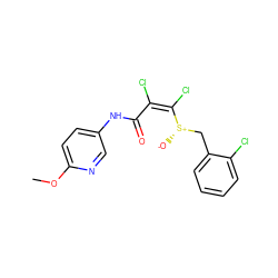 COc1ccc(NC(=O)/C(Cl)=C(/Cl)[S@@+]([O-])Cc2ccccc2Cl)cn1 ZINC000008733579