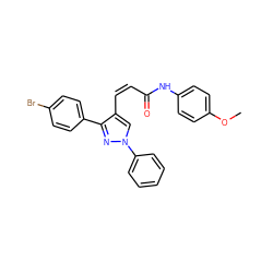 COc1ccc(NC(=O)/C=C\c2cn(-c3ccccc3)nc2-c2ccc(Br)cc2)cc1 ZINC000012377800