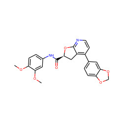 COc1ccc(NC(=O)[C@@H]2Cc3c(-c4ccc5c(c4)OCO5)ccnc3O2)cc1OC ZINC000061908591