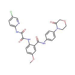 COc1ccc(NC(=O)C(=O)Nc2ccc(Cl)cn2)c(C(=O)Nc2ccc(N3CCOCC3=O)cc2)c1 ZINC000299871049