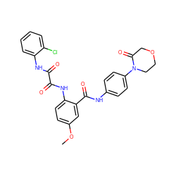 COc1ccc(NC(=O)C(=O)Nc2ccccc2Cl)c(C(=O)Nc2ccc(N3CCOCC3=O)cc2)c1 ZINC000299857827