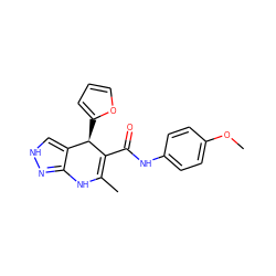 COc1ccc(NC(=O)C2=C(C)Nc3n[nH]cc3[C@H]2c2ccco2)cc1 ZINC000064447477