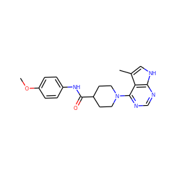 COc1ccc(NC(=O)C2CCN(c3ncnc4[nH]cc(C)c34)CC2)cc1 ZINC000045300303