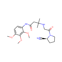 COc1ccc(NC(=O)CC(C)(C)NCC(=O)N2CCC[C@H]2C#N)c(OC)c1OC ZINC000036310877