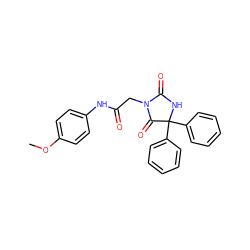 COc1ccc(NC(=O)CN2C(=O)NC(c3ccccc3)(c3ccccc3)C2=O)cc1 ZINC000007015044