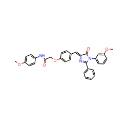 COc1ccc(NC(=O)COc2ccc(/C=C3\N=C(c4ccccc4)N(c4cccc(OC)c4)C3=O)cc2)cc1 ZINC000473117560