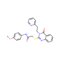 COc1ccc(NC(=O)CSc2nc3ccccc3c(=O)n2CCc2ccccn2)cc1 ZINC000653890263