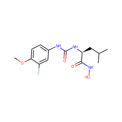 COc1ccc(NC(=O)N[C@@H](CC(C)C)C(=O)NO)cc1F ZINC000653785002