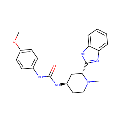 COc1ccc(NC(=O)N[C@@H]2CCN(C)[C@@H](c3nc4ccccc4[nH]3)C2)cc1 ZINC000084704317