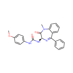 COc1ccc(NC(=O)N[C@@H]2N=C(c3ccccc3)c3ccccc3N(C)C2=O)cc1 ZINC000013732852