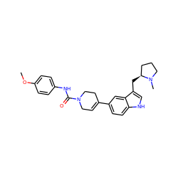 COc1ccc(NC(=O)N2CC=C(c3ccc4[nH]cc(C[C@H]5CCCN5C)c4c3)CC2)cc1 ZINC000013553512