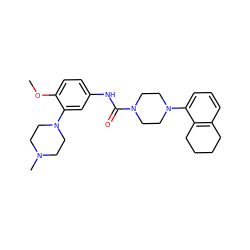 COc1ccc(NC(=O)N2CCN(c3cccc4c3CCCC4)CC2)cc1N1CCN(C)CC1 ZINC000026954602