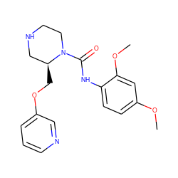 COc1ccc(NC(=O)N2CCNC[C@@H]2COc2cccnc2)c(OC)c1 ZINC000114577605