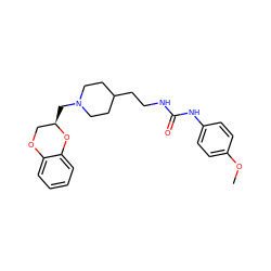 COc1ccc(NC(=O)NCCC2CCN(C[C@@H]3COc4ccccc4O3)CC2)cc1 ZINC000013813638